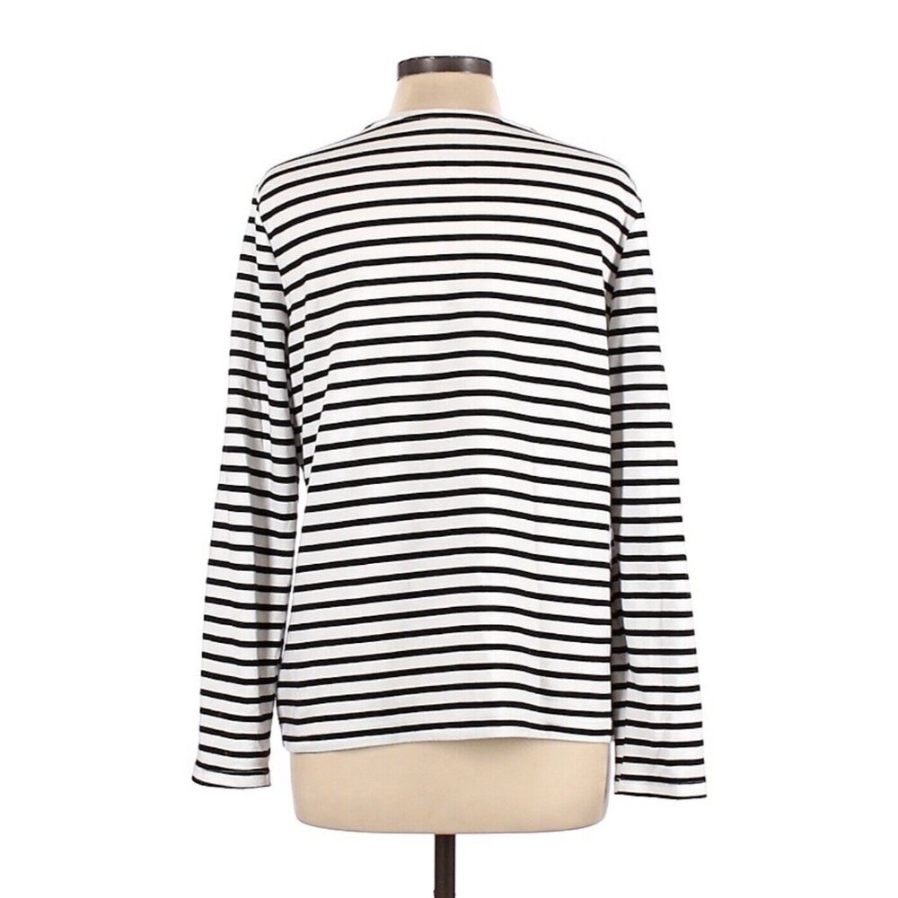 NWT croft barrow women classic tee shirt Small Striped Black White Long Sleeves - Picture 2 of 10